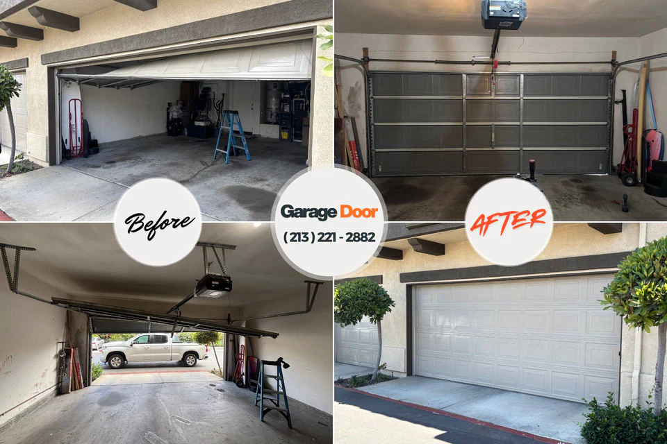 Before and after: garage door repair 76009
